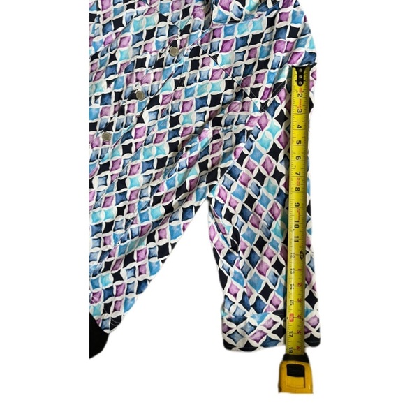 CJ Banks Multicolor Diamond Design Lightweight 3/4 Sleeve Jacket Women’s 2X - Picture 9 of 9